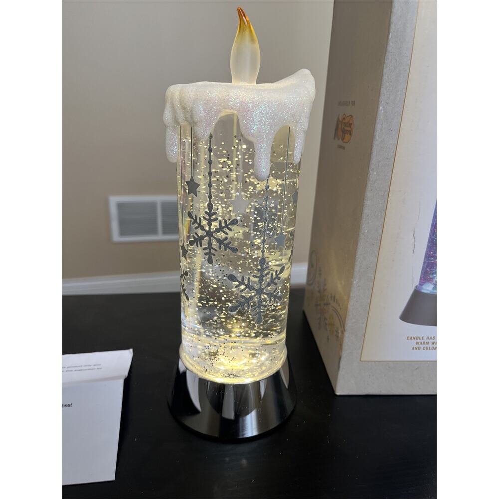 Cracker Barrel Candle Glitter Globe - Color Changing - Glitter Moves Inside 10” - Picture 4 of 9